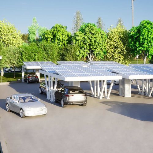 Parking lot carport - SPRECH S.r.l. - with solar panel / galvanised steel / painted steel