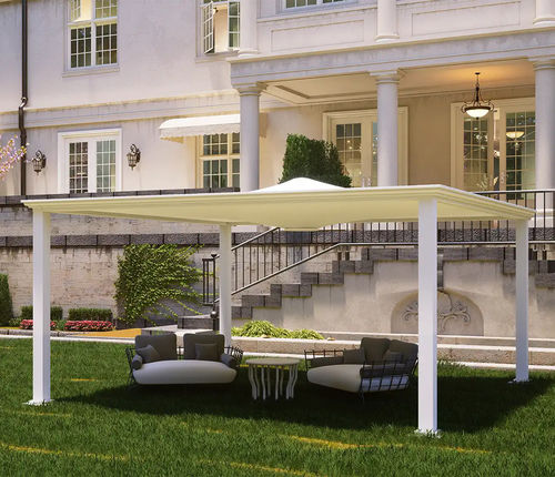 Self-supporting pergola - Qbox Tenso - SPRECH S.r.l. - wall-mounted / aluminum / steel