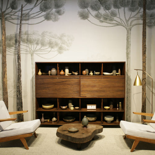 Traditional wallpaper - DANCING ARAUCARIA - DE GOURNAY - silk / nature pattern / fabric look