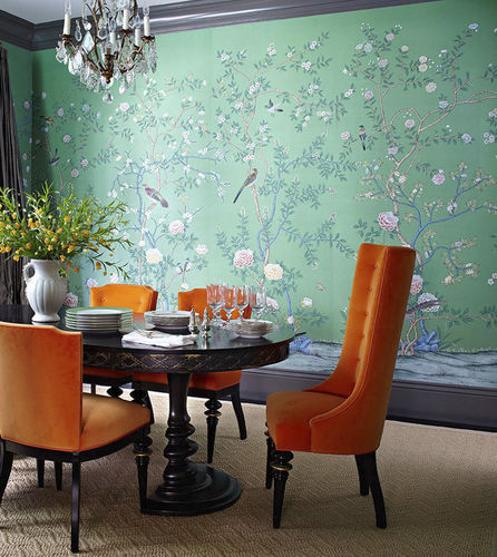 Traditional wallpaper - EARLHAM - DE GOURNAY - silk / floral / chinoiserie Traditional wallpaper - EARLHAM - DE GOURNAY - silk / floral / chinoiserie