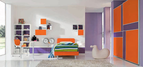 Orange children's bedroom furniture set - 01 - Marka Industria Mobili - girl's