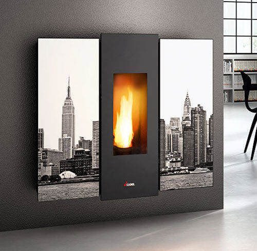 Pellet heating stove - CADEL - CHEMINEES ET CUISINES JEAN MAGNAN - wall-mounted / contemporary / metal