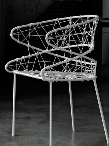 Contemporary garden chair - FLUXUS : 790 - TEKHNE S.r.l. - thermoplastic / home / white