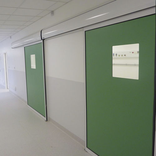 Sliding industrial door - HDS - PORTALP - metal / semi-glazed / interior