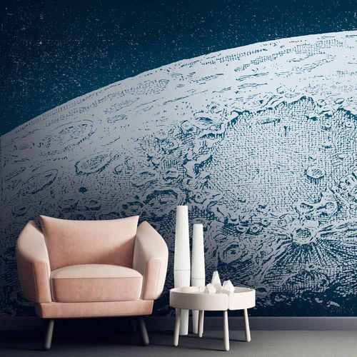 Original design wallpaper - MOON MN3028 - LGD01 décor mural sur mesure - panoramic / fabric look / blue