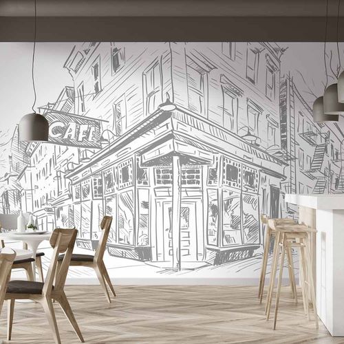 Original design wallpaper - CAFESTREET CF8025 - LGD01 décor mural sur mesure - panoramic / urban motif / non-woven