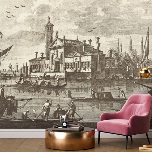 Traditional wallpaper - ESTAMPEENTRE 1890 - LGD01 décor mural sur mesure - urban motif / wallpaper look / customizable color