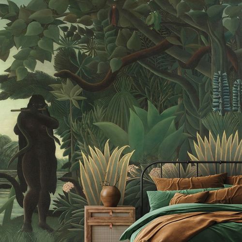 Traditional wallpaper - CHARMEUSE DE SERPENTS - LGD01 décor mural sur mesure - nature pattern / animal motif / fabric look