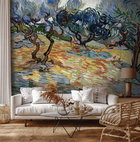 Contemporary wallpaper - OLIVIERS - LGD01 décor mural sur mesure - nature pattern / fabric look / mosaic look