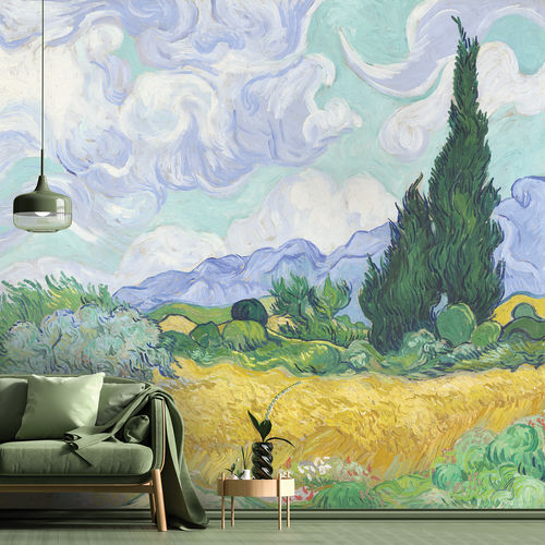 Traditional wallpaper - UN CHAMP DE BLE - LGD01 décor mural sur mesure - nature pattern / fabric look / customizable color