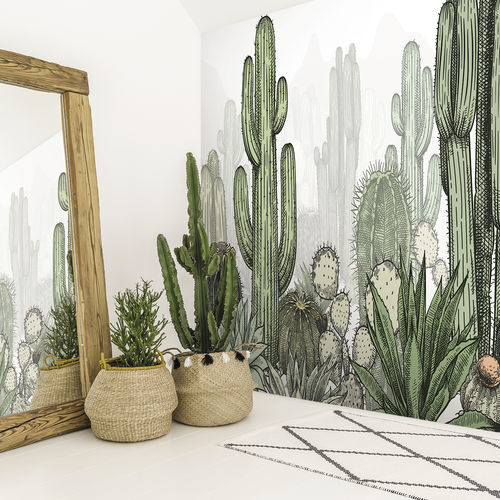 Contemporary wallpaper - SAGUARO - LGD01 décor mural sur mesure - nature pattern / panoramic / green