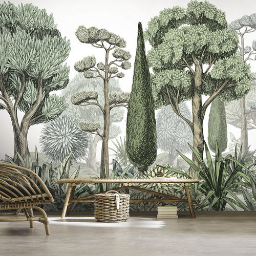 Contemporary wallpaper - MEDITERRANIU - LGD01 décor mural sur mesure - nature pattern / panoramic / green