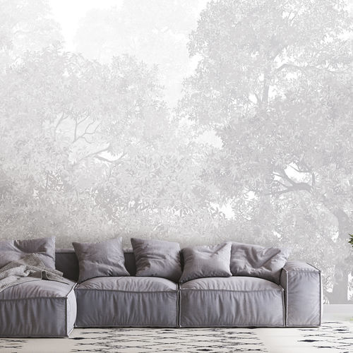 Contemporary wallpaper - MONTEVERDE - LGD01 décor mural sur mesure - nature pattern / panoramic / gray