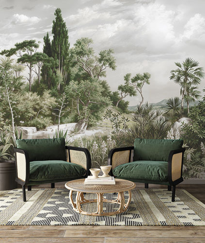 Contemporary wallpaper - NATURA - LGD01 décor mural sur mesure - nature pattern / panoramic / gray