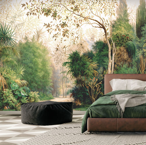 Contemporary wallpaper - HORTUS - LGD01 décor mural sur mesure - nature pattern / panoramic / gray