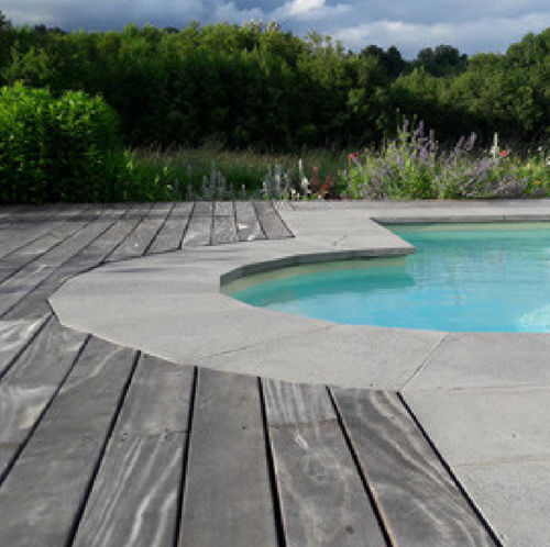 Concrete swimming pool coping - GRÉSÉ - ROUVIERE - stoneware / non-slip / corner