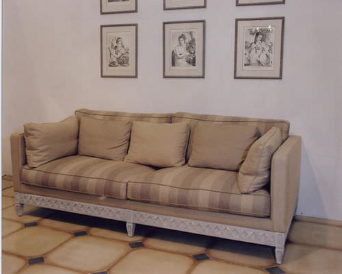 Traditional sofa - DEAUVILLE  - PROVENCE & FILS - fabric / brown / 3-seater