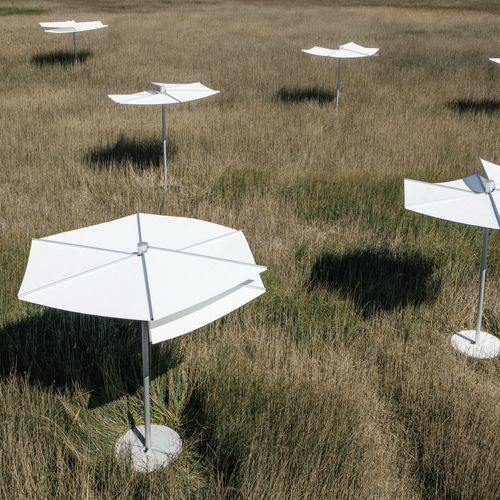 Round parasol - OM - calma - hexagonal / mast-centered / polyester