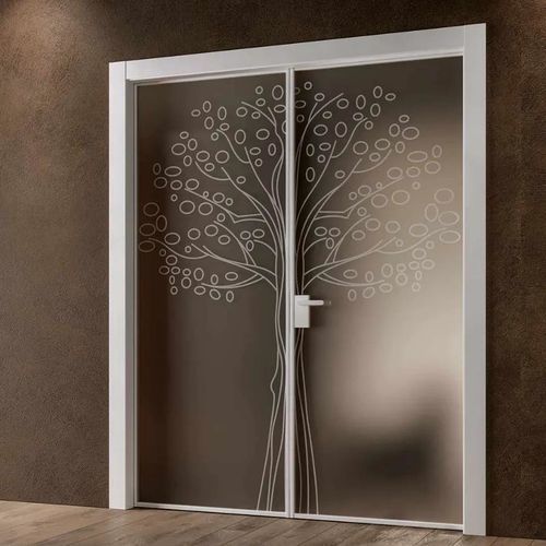 Pivoting French door - NATURA ULIVO - Bertolotto Porte - swing / tempered glass / custom-made