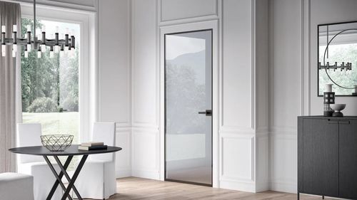 Interior door - CRYSTAL - Bertolotto Porte - solid wood / anodized aluminum / glass