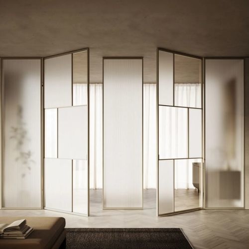 Partition with glass panel - UNIK TECH - Bertolotto Porte - aluminum / glass / commercial