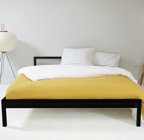Double bed - PURE - Hans Hansen Furniture - contemporary / with headboard / powder-coated steel