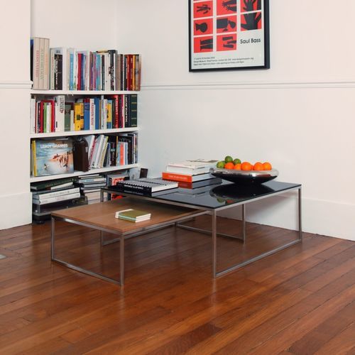 Contemporary coffee table - H 15/2 - Hans Hansen Furniture - glass / solid wood / HPL