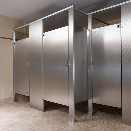 Washroom shower cubicle - STAINLESS STEEL PARTITIONS - Bradley - interior
