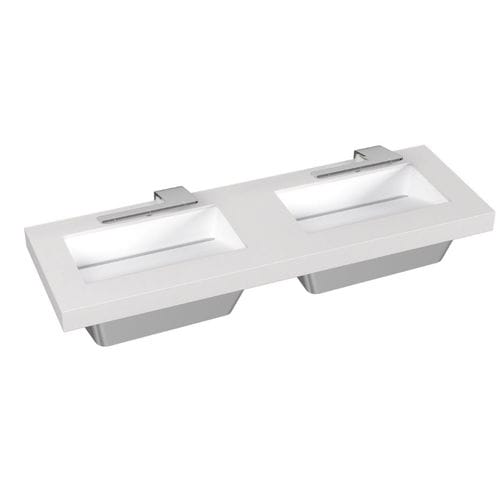 Wall-mounted hand basin - OMNIDECK  - Bradley - rectangular / ceramic