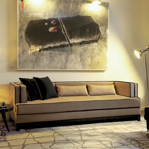 Contemporary sofa - CLIVE - DOM edizioni - fabric / brown / 3-seater