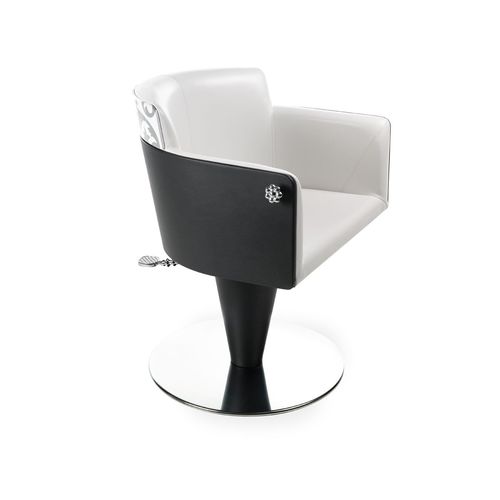 Contemporary beauty salon chair - AIDA - Gamma & Bross - vinyl / lacquered wood / with hydraulic pump