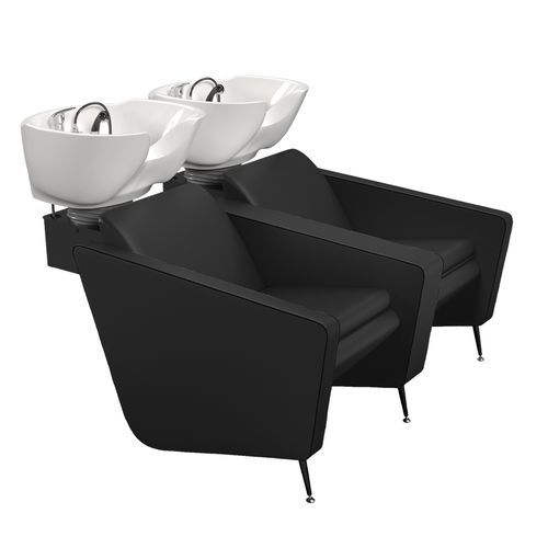 Synthetic leather shampoo chair - IONIANWASH 2P BLACK - Gamma & Bross - ceramic / 2-person