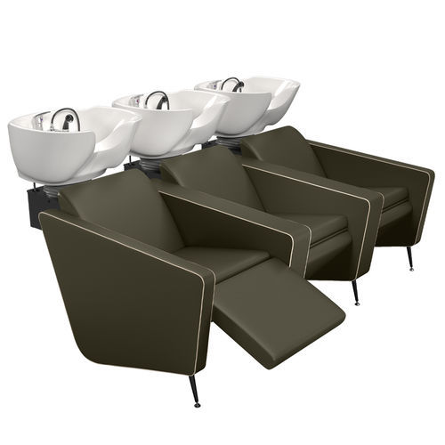 Shampoo chair with footrest - IONIANWASH 3P ELECTRO - Gamma & Bross - synthetic leather / ceramic / 3-seater