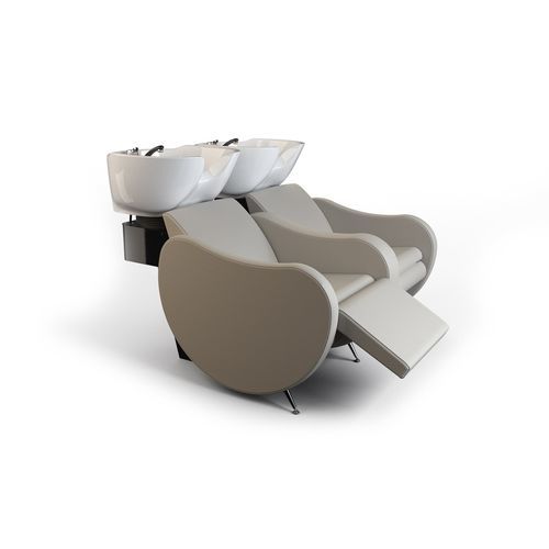 Shampoo chair with footrest - MAMBOWASH 2P BLACK - Gamma & Bross - synthetic leather / ceramic / 2-person