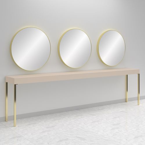 Contemporary dressing table - CONSOLLE RONDE 3P GOLD - Gamma & Bross - laminate / wall-mounted / for beauty salon