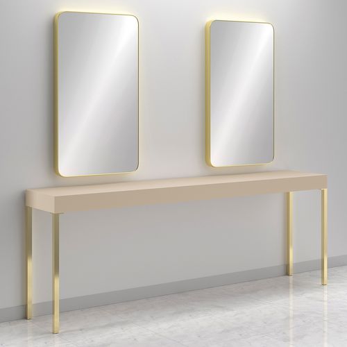 Contemporary dressing table - CONSOLLE CARRÉ 2P GOLD - Gamma & Bross - laminate / wall-mounted / for hairdressers