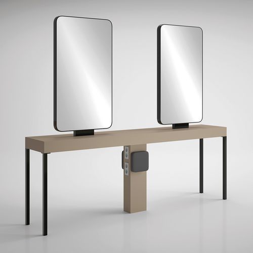 Contemporary dressing table - ILOT CARRÉ 4P BLACK - Gamma & Bross - laminate / freestanding / for hairdressers