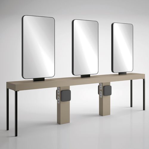 Contemporary dressing table - ILOT CARRÉ 6P BLACK - Gamma & Bross - freestanding / for hairdressers / for beauty salon