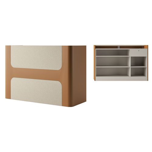 Laminate reception desk - H DESK 150 - Gamma & Bross - vinyl / synthetic leather / for hairdressers