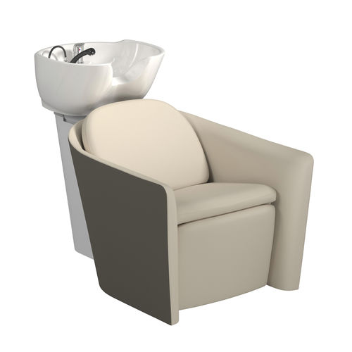 Shampoo chair with footrest - QL Wash E - Gamma & Bross - synthetic leather / ceramic / 1-person