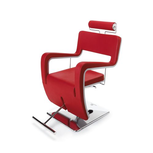 Vinyl barber chair - MR. TSU  - Gamma & Bross - polished aluminum / with footrest / with headrest