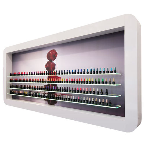 Beauty product display rack - HARMONY 412 - FIAPP - wall-mounted / glass / laminate