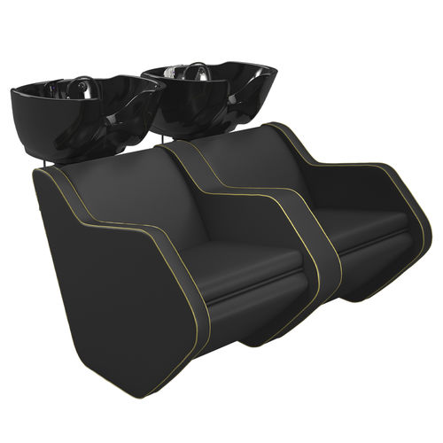 Shampoo chair with footrest - NOVAWASH 2P - Nelson Mobilier - synthetic leather / ceramic / 2-person