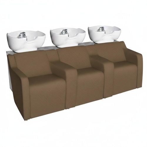Shampoo chair with footrest - SOFA PLUS 3P - Nelson Mobilier - synthetic leather / ceramic / 3-seater