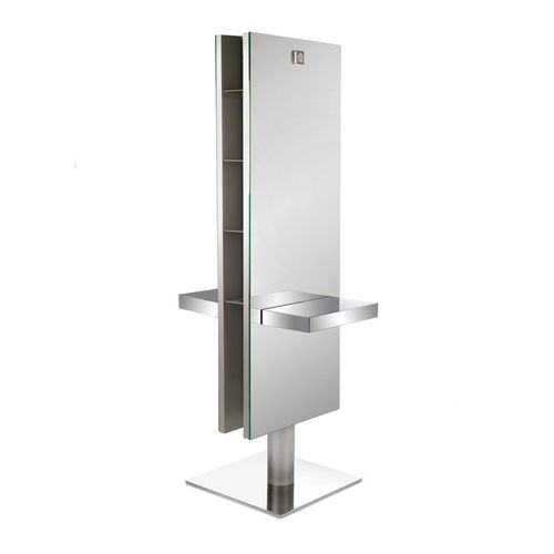 Contemporary dressing table - SPEKY DOUBLE - Nelson Mobilier - polished stainless steel / powder-coated steel / glass