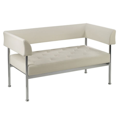 Contemporary upholstered bench - BEAUTY - SASSI - leather / for beauty salon / with backrest