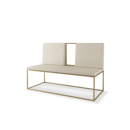 Contemporary upholstered bench - FLORA  - VEZZOSI - synthetic leather / painted steel / painted steel base