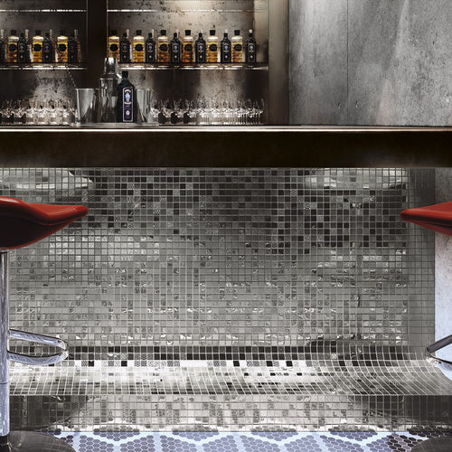 Glass mosaic tile - VULCANO - ONIX Mosaico - metal / high-gloss / matte