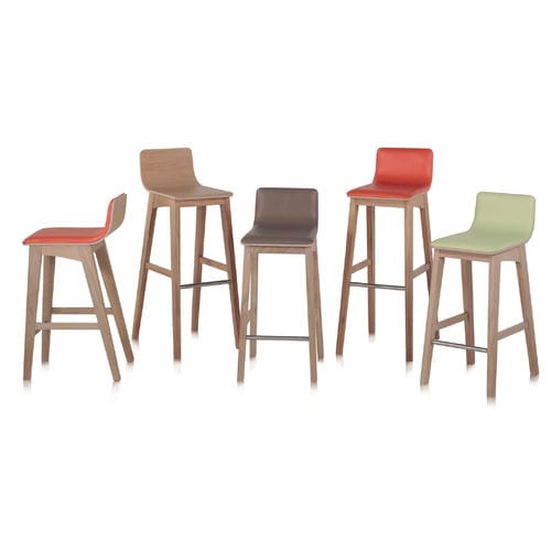 Contemporary bar chair - ENOA - Perrouin Sièges - indoor / fabric / brushed stainless steel
