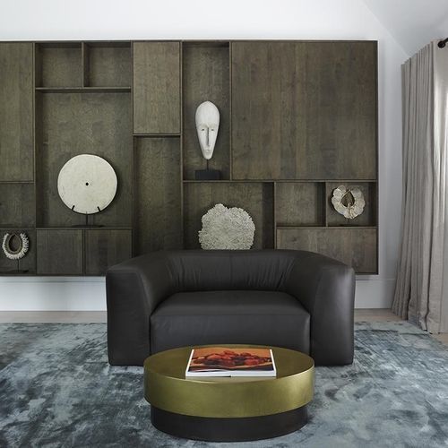 Contemporary armchair - BO - Piet Boon Collection - fabric / leather / wooden